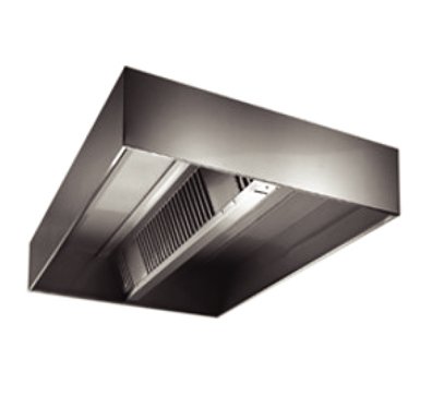 CUSTOM FABRICATED STAINLESS STEEL ISLAND TYPE DOUBLE SKIN EXHAUST HOOD WITHOUT FRESH AIR SYSTEM